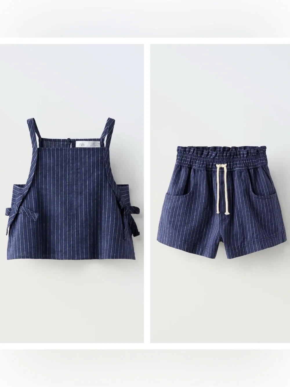 Zara Kids Striped Linen Blend Top & Shorts